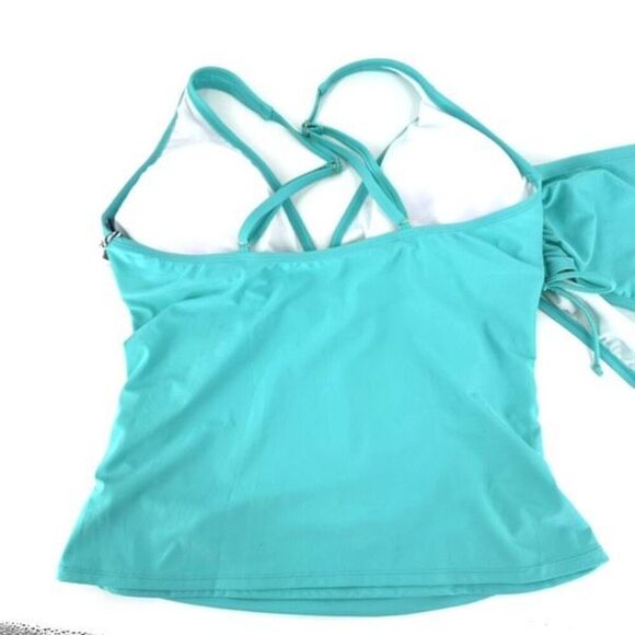 NWT Sonnet Shores Turquoise Tankini Size 16W XL Ruched Hi Waisted Bottoms - Picture 8 of 16